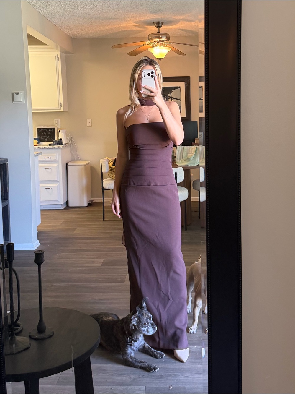 Strapless Mauve Maxi Dress for Women